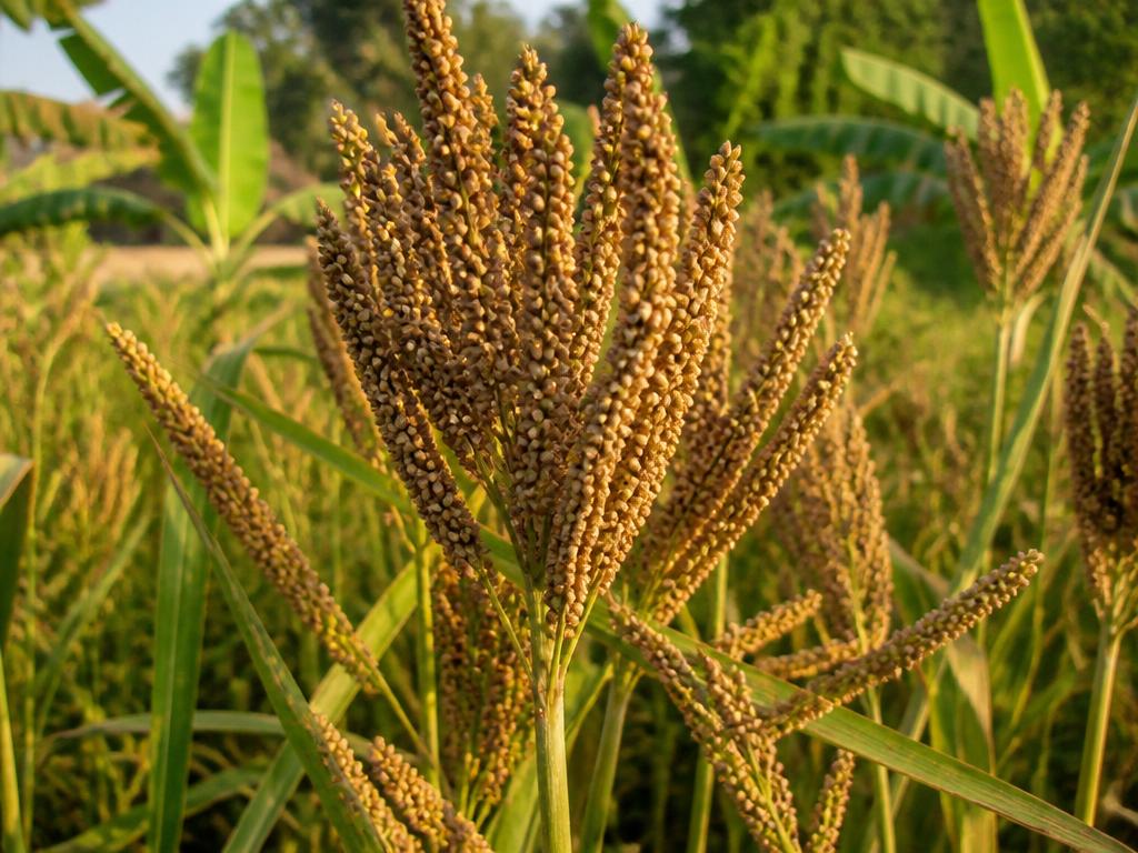 Finger millet (Kalo) seed heads ready for harvest